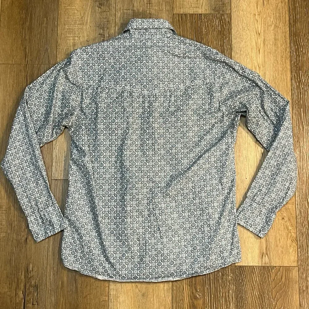 Wrangler 20X Competition Advanced Comfort Blue Pearl Snap M Geometric Western